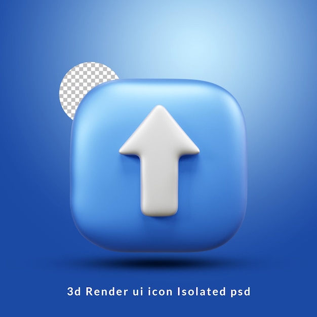 Bovenste pijl ui pictogram 3D render geïsoleerde of 3D bovenste pijlpictogram