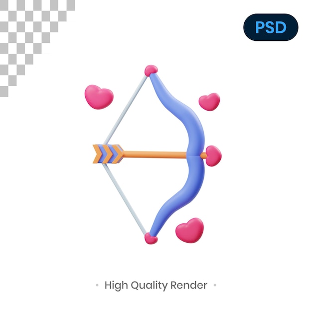 Bow 3d render illustration premium psd