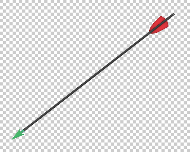 PSD bow arrow on transparent background 3d rendering illustration