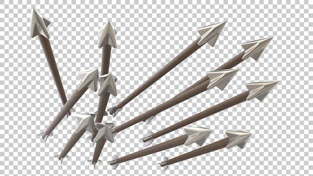 Frecce di prua su sfondo trasparente 3d rendering illustrazione
