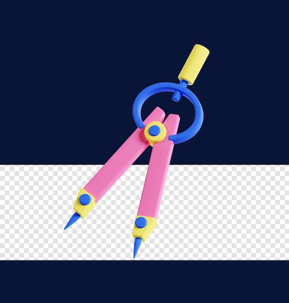 Bow compass 3d icon illustration