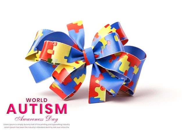 A bow ribbons with a world autism awareness day with a good background