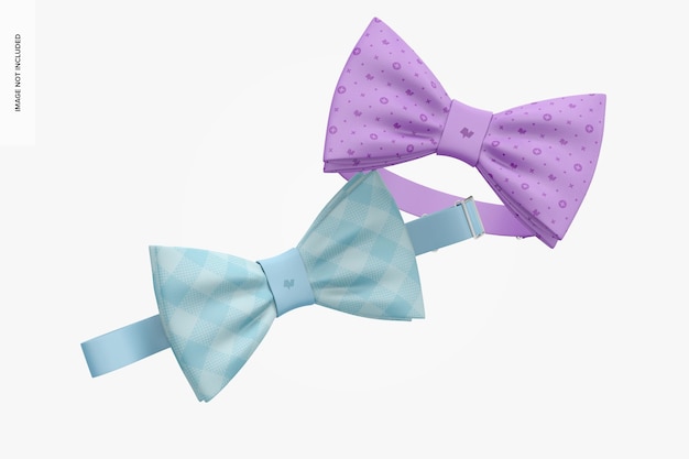 PSD bow ties mockup, falling