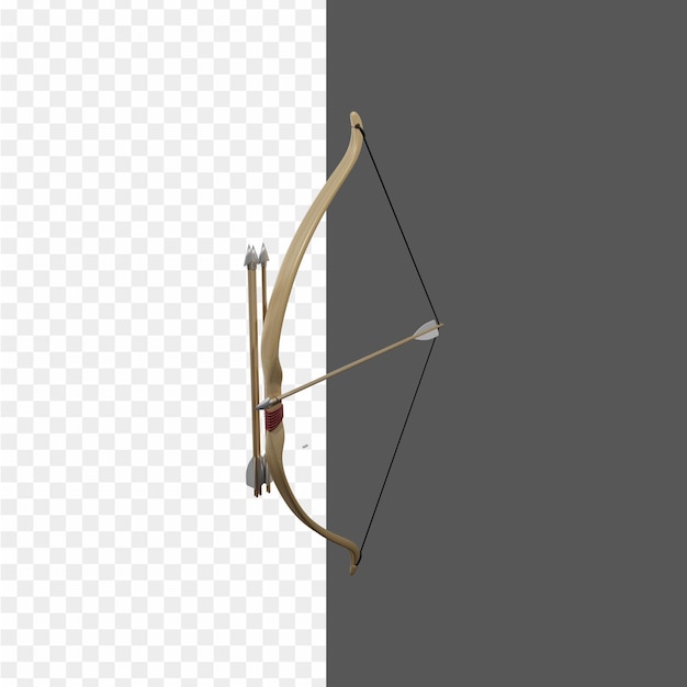 PSD a bow with a red bow and a black arrow on a grey background