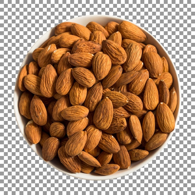 bowl of almonds isolated on transparent background