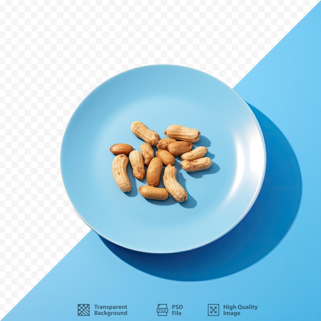 PSD a bowl of almonds with a blue background with a picture of almonds.