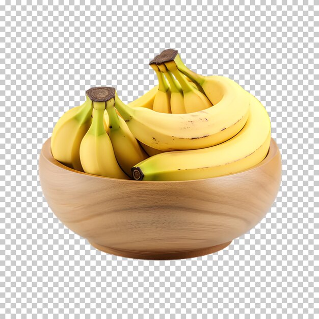 PSD bowl of bananas isolated on transparent background