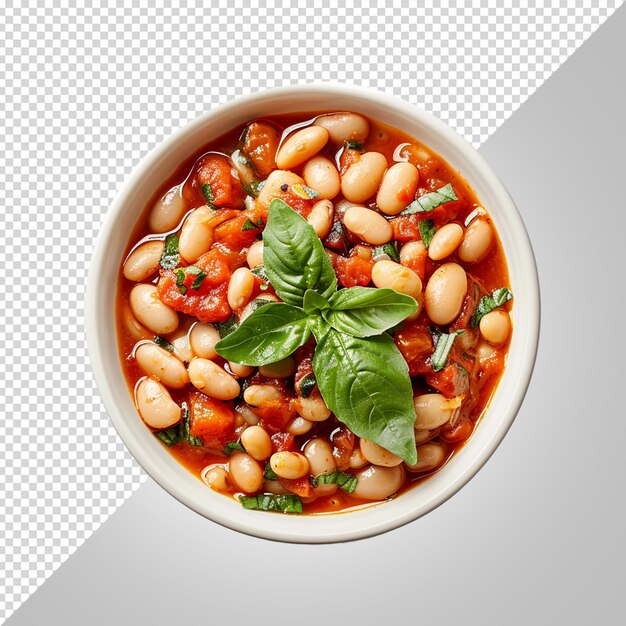 PSD a bowl of beans with a white bowl of beans and basil