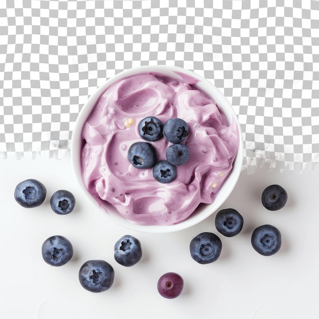 PSD a bowl of blueberries with a white bowl of ice cream