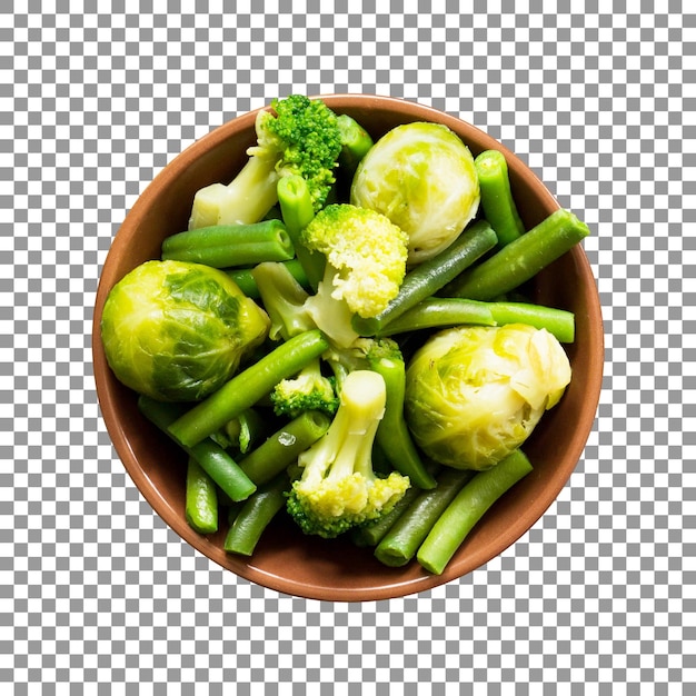 bowl of broccoli and brussels sprouts with transparent background