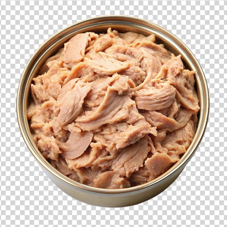 PSD bowl of canned tuna isolated on white background
