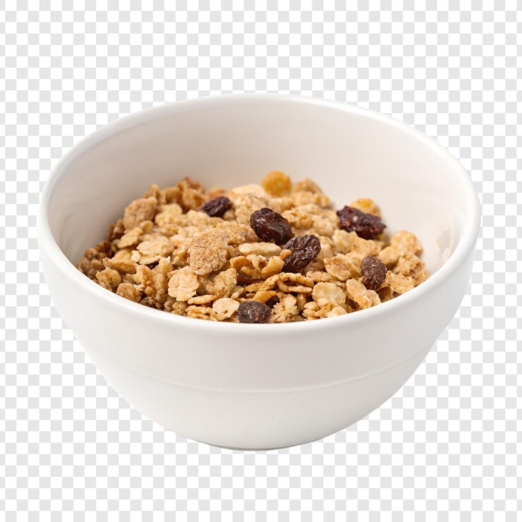 PSD bowl of cereal with raisins
