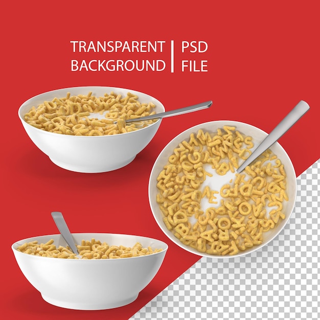 Bowl of Cereal with Spoon PNG