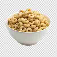 PSD bowl of cheerios cereal corn rings isolated on transparent background