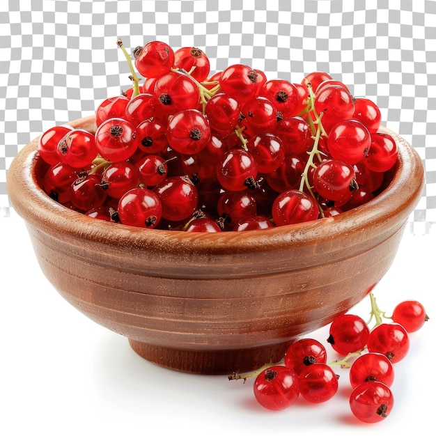 PSD a bowl of cherries with a white background with a checkered pattern