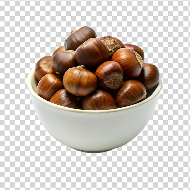 PSD bowl of chestnuts isolated on transparent background