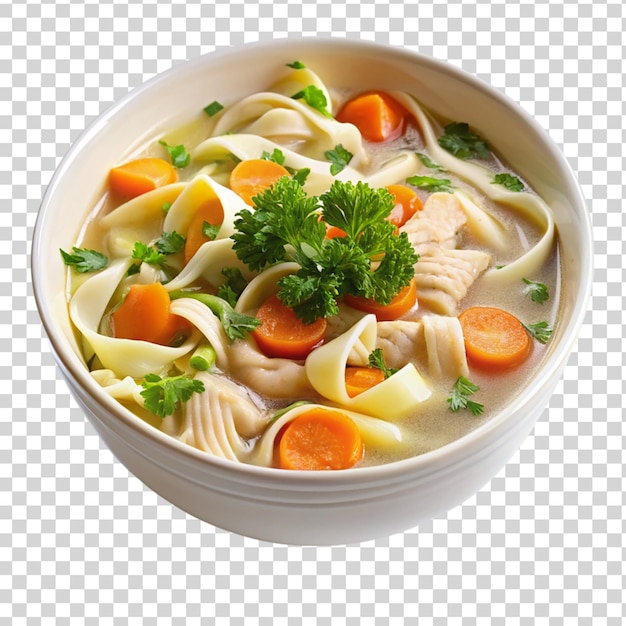 PSD a bowl on chicken soup isolated on transparent background