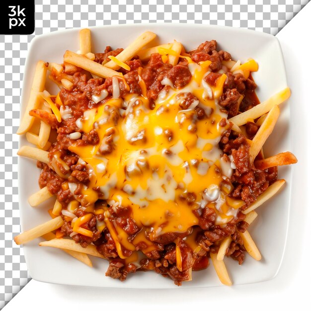 A bowl of chili fries with cheese and chili on top