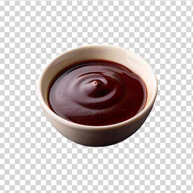 Bowl of chocolate sauce isolated on transparent background