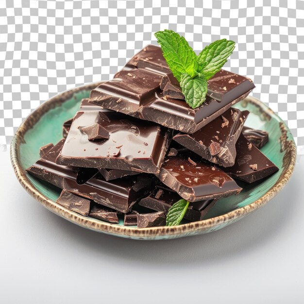 PSD a bowl of chocolate with mint leaves on it