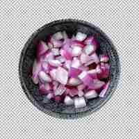 PSD bowl of chopped red onion png