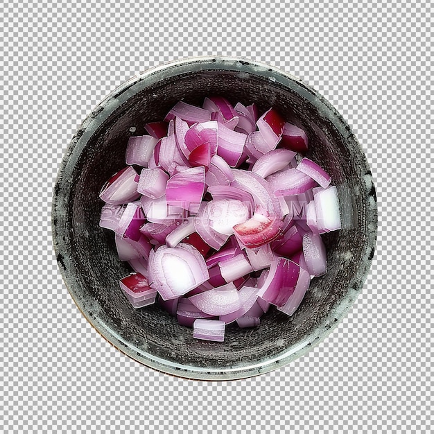 PSD bowl of chopped red onion png