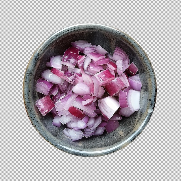 PSD bowl of chopped red onion png