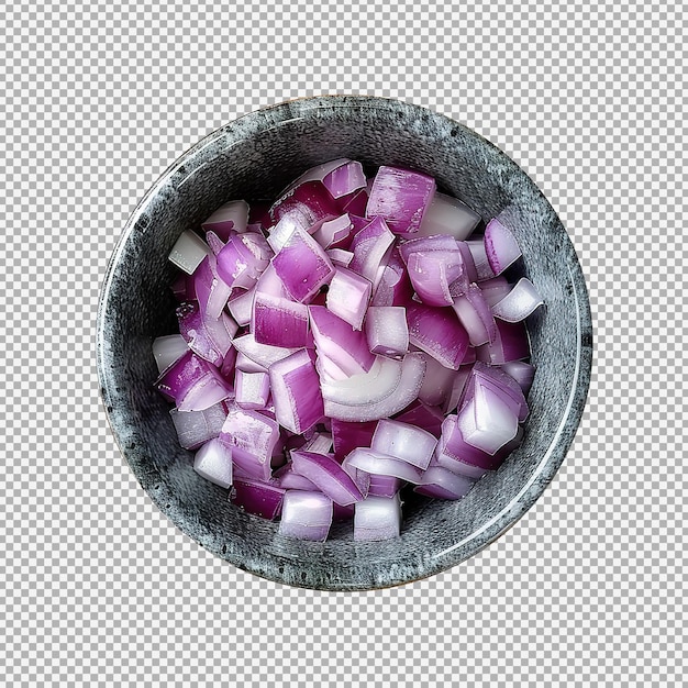 PSD bowl of chopped red onion png