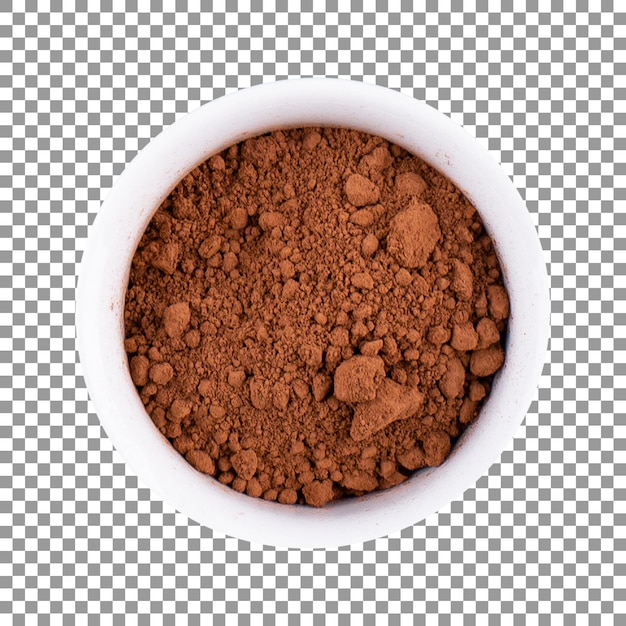 PSD bowl of cocoa powder isolated on transparent background