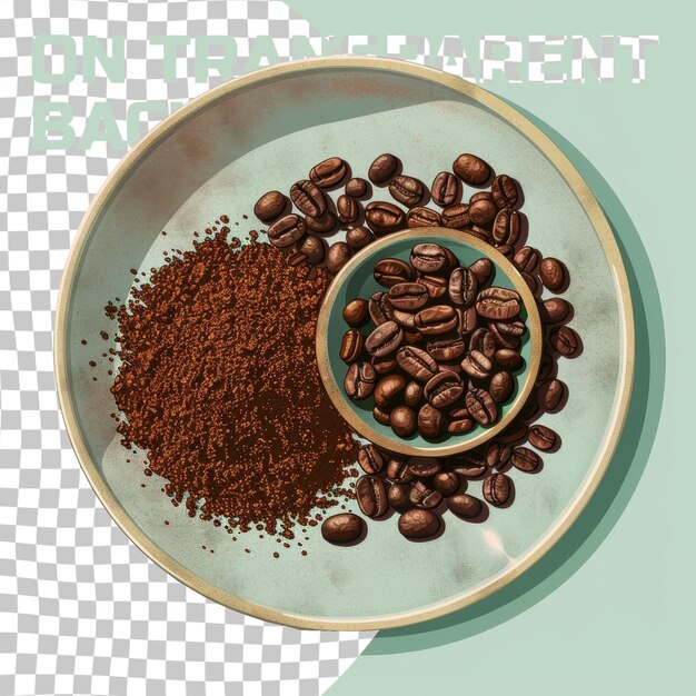 PSD a bowl of coffee beans and coffee beans with a cup of coffee