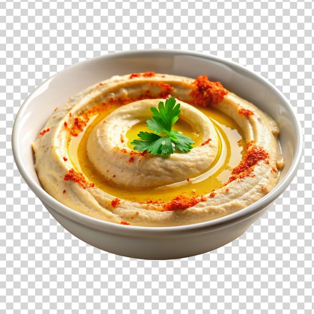 PSD una ciotola di hummus alla crema isolata su uno sfondo trasparente