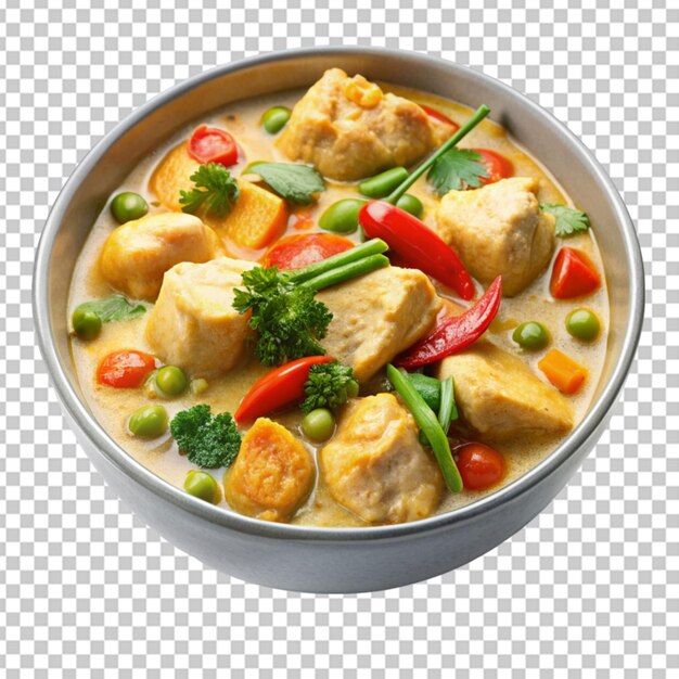 PSD a bowl of creamy coconut curry filled with tender