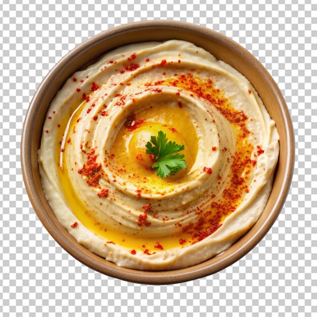 PSD a bowl of creamy hummus garnished with a drizzle