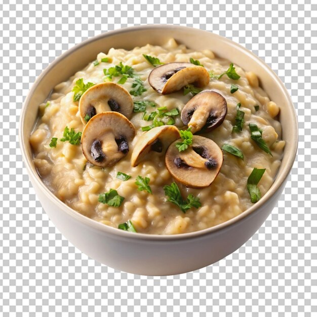 Una ciotola di risotto di funghi cremosi cotto