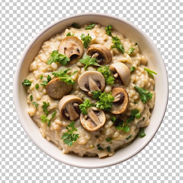 PSD a bowl of creamy mushroom risotto cooked