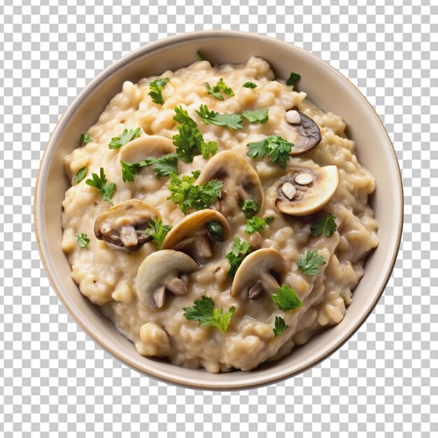 Una ciotola di risotto di funghi cremosi cotto