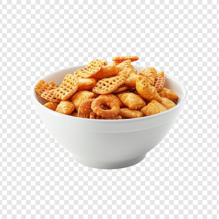 PSD bowl of crunchy snack mix