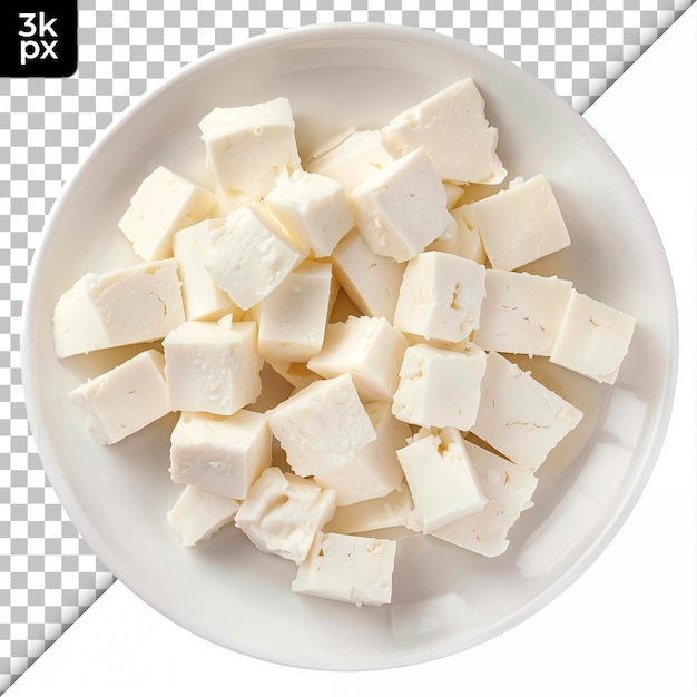 PSD a bowl of cubes of tofu sits in a bowl