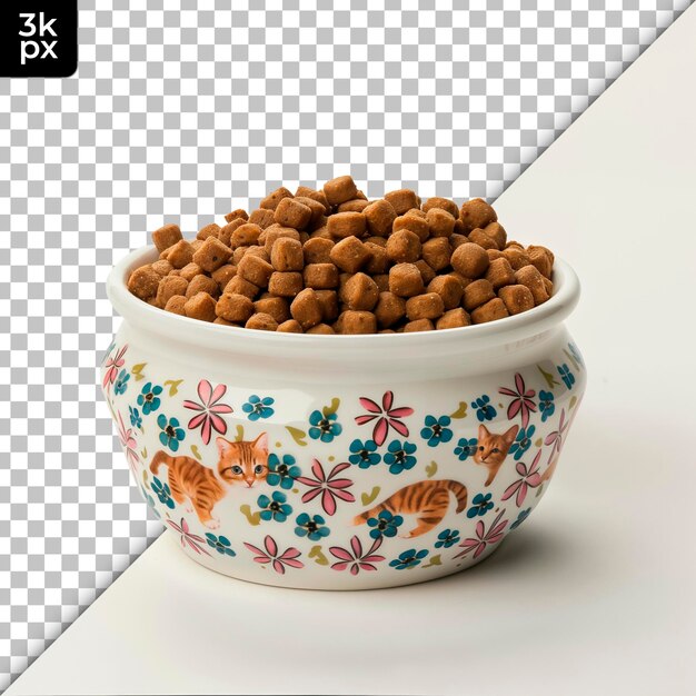 PSD a bowl of dog food with a pattern of flowers on it