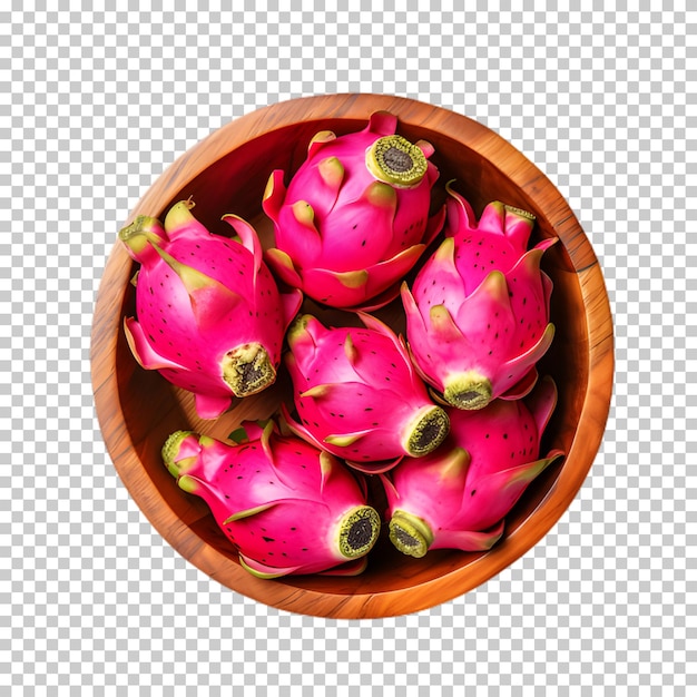 PSD a bowl of dragon fruits isolated on transparent background