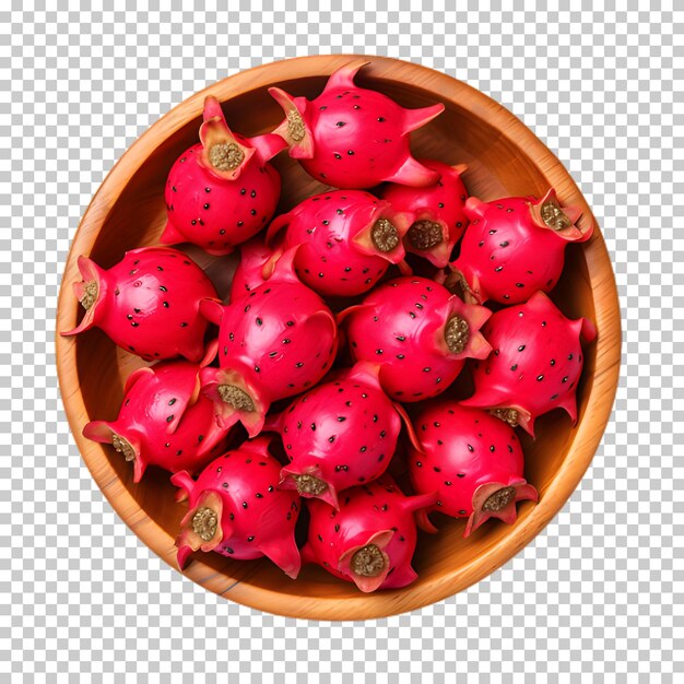 A bowl of dragon fruits isolated on transparent background