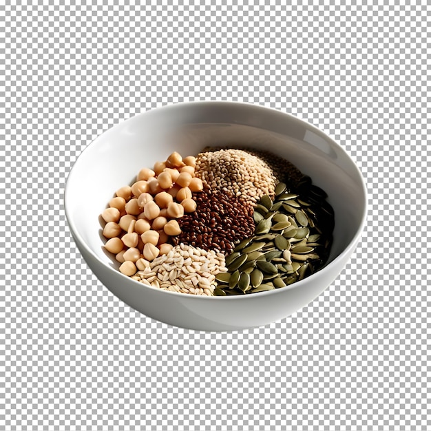 a bowl of food with a bowl of nuts and grains