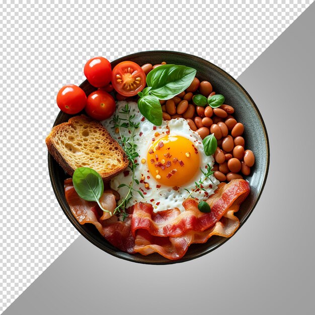 PSD a bowl of food with an egg and bacon on it