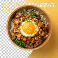 PSD a bowl of food with an egg on top of it