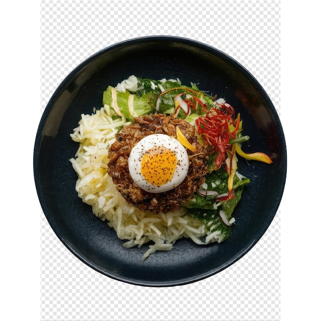 PSD a bowl of food with an egg on top of it