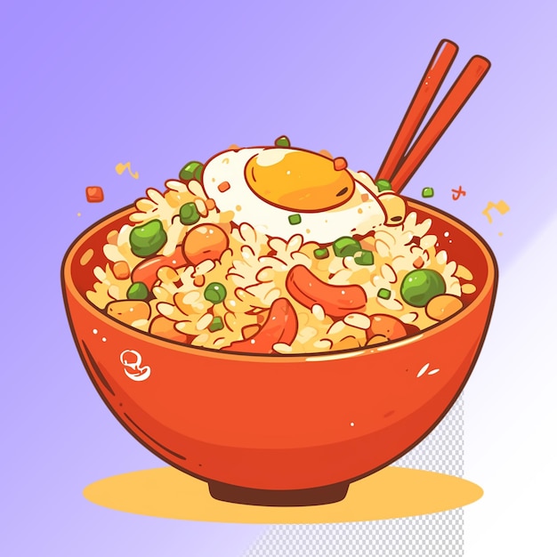 PSD a bowl of food with rice and a fried egg