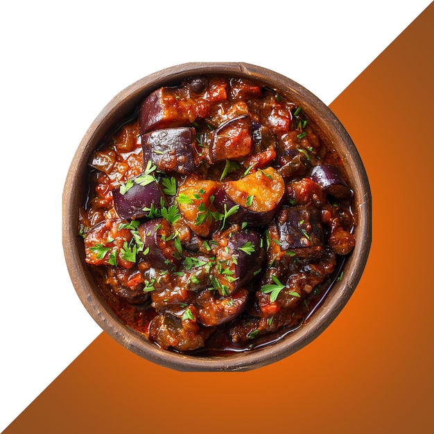 a bowl of food with a side of a white background