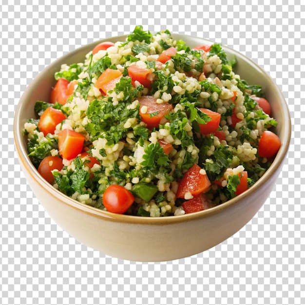 A bowl of food with tomatoes and rice on transparent background