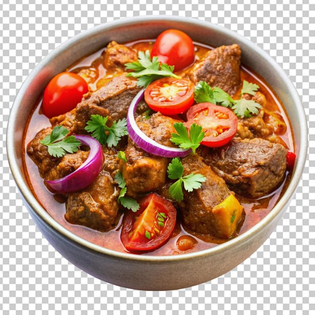 A bowl of fragrant lamb curry simmered with tomato