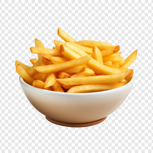 A bowl of french fries isolated on transparent background